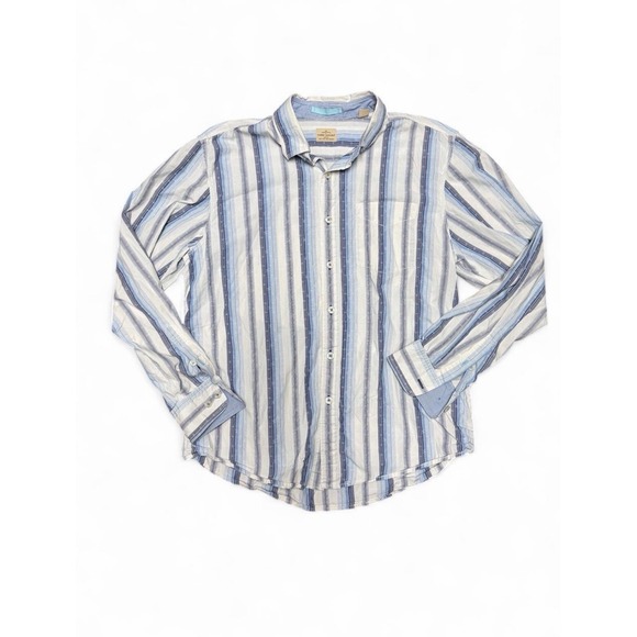 Tommy Bahama Other - Tommy Bahama Jeans Men's L Blue/White Striped Button-Down Long Sleeve Cotton